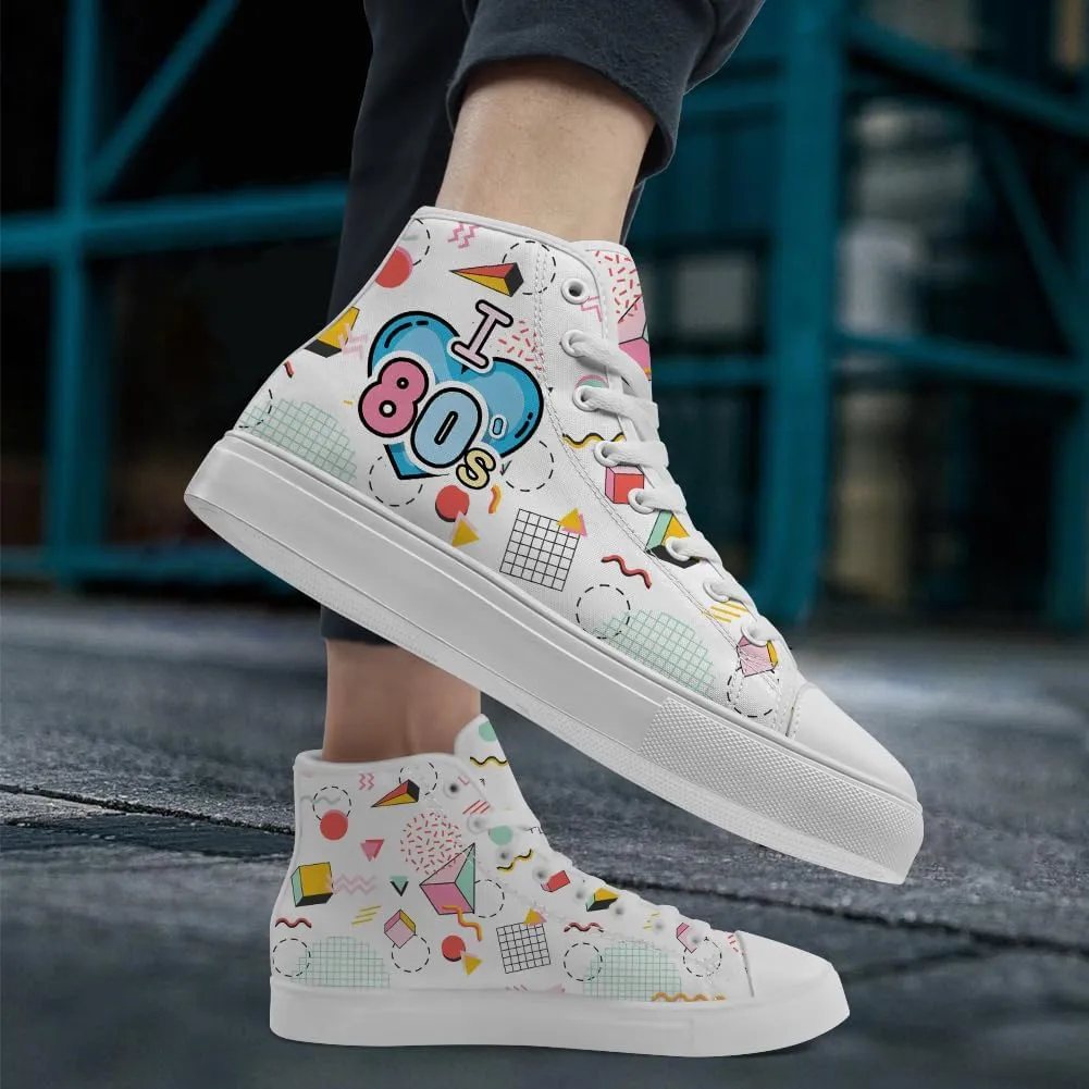 80s Shoes 90s High Top Canvas Sneakers Lace Up Casual Shoes Gifts for Men Women