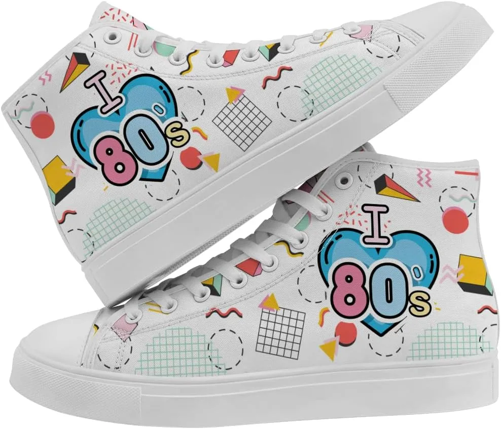 80s Shoes 90s High Top Canvas Sneakers Lace Up Casual Shoes Gifts for Men Women