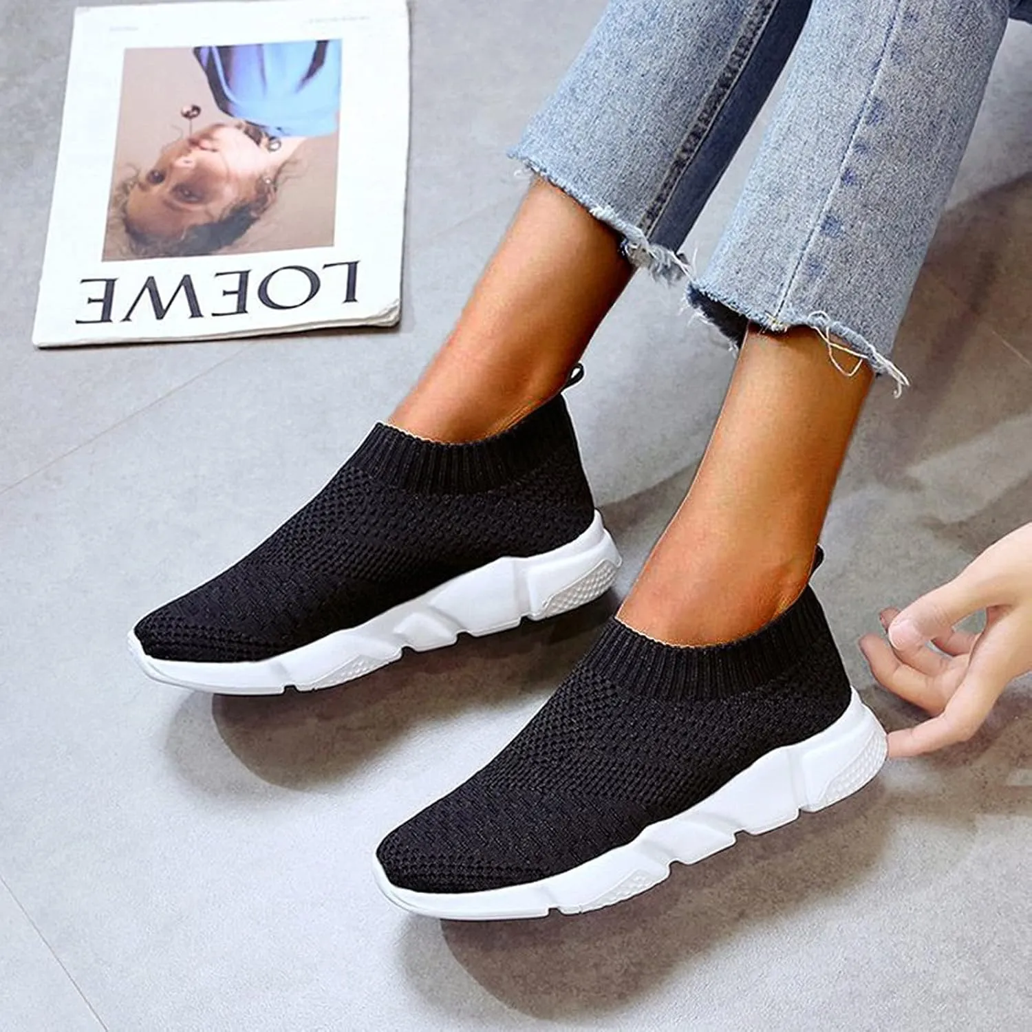 All Black Tennis Shoes for Women Pull On Shoes Womens Sneakers Womens Shoes Casual Fall Slip Ons Womens Trail Running Shoes Arch Support Zapatos Antideslizantes para Mujer De Trabajo Vestir