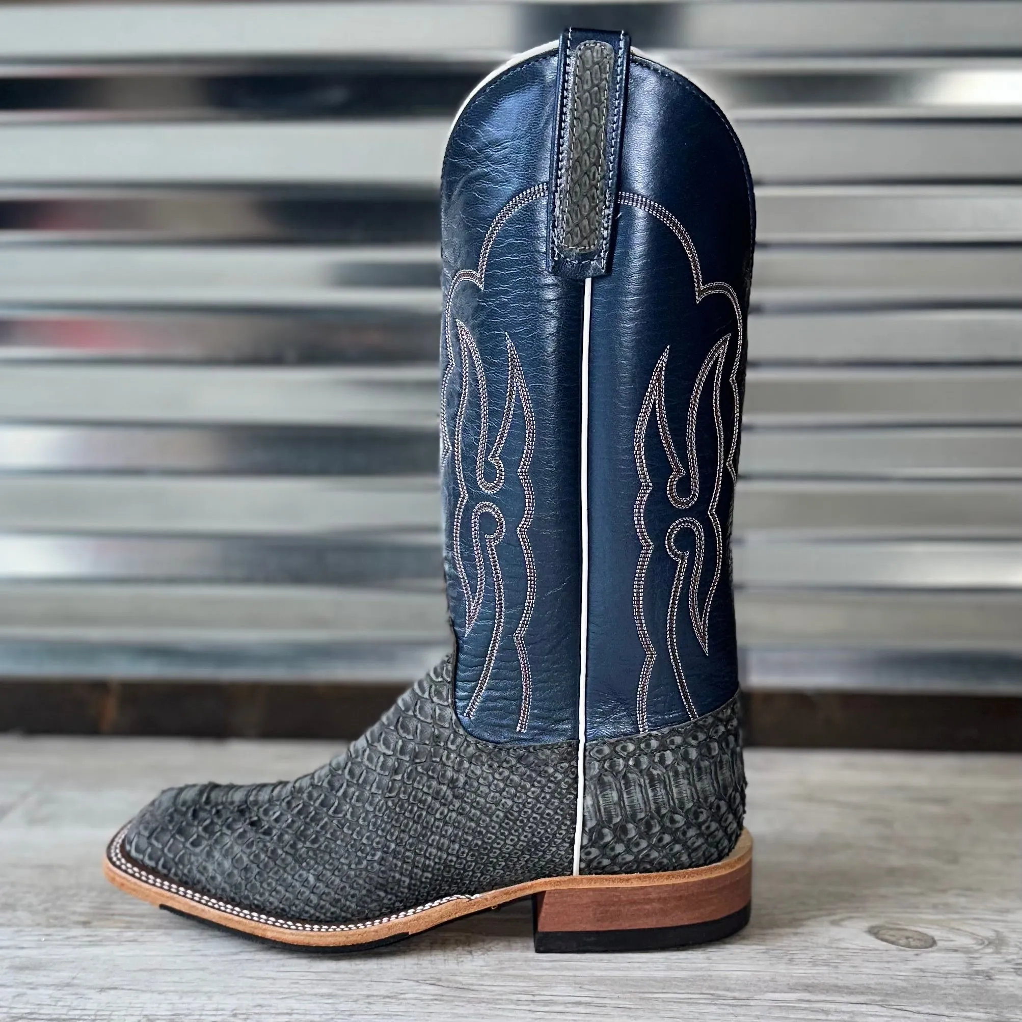 Anderson Bean Grey Rustic Python Boots