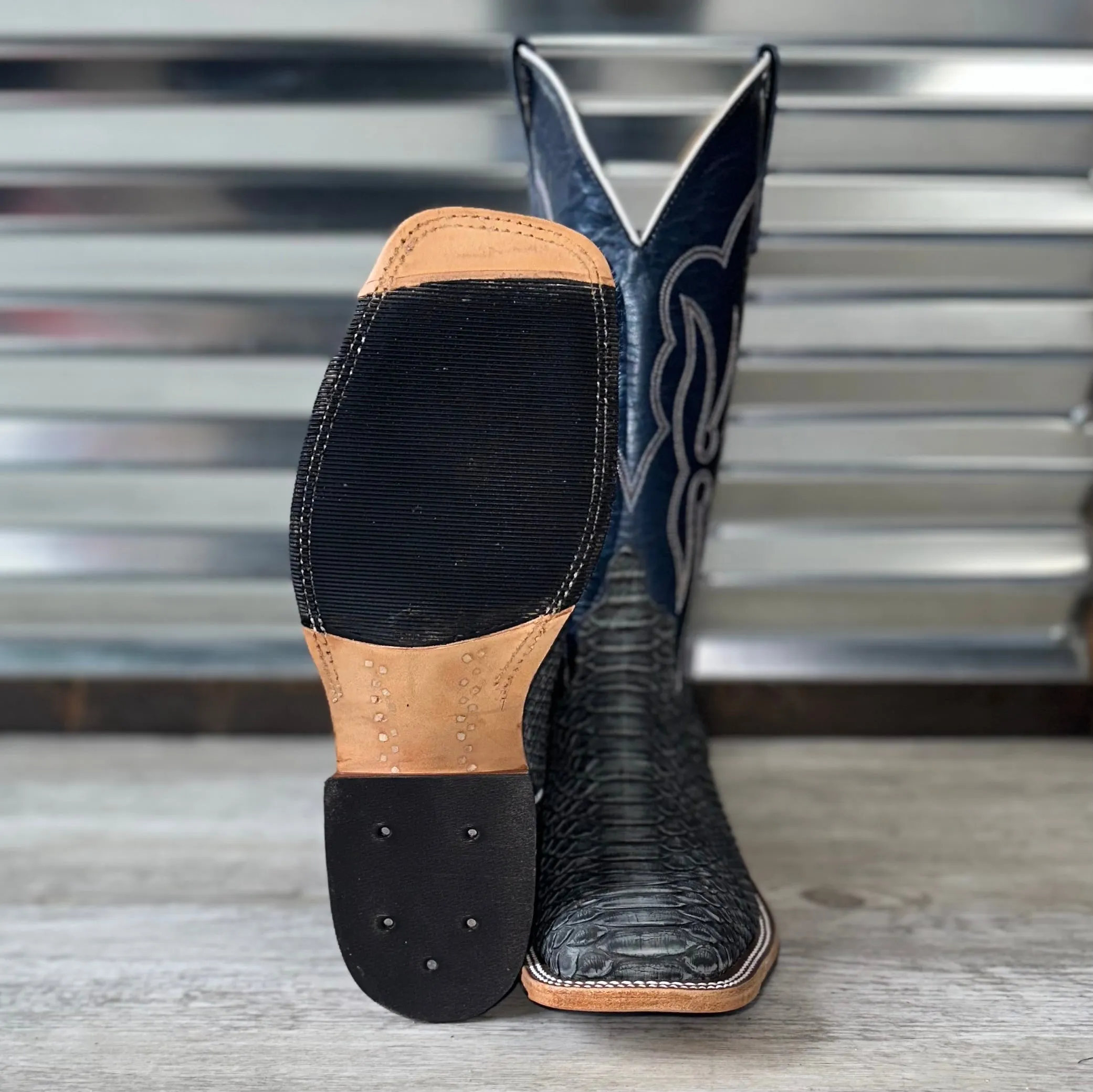 Anderson Bean Grey Rustic Python Boots