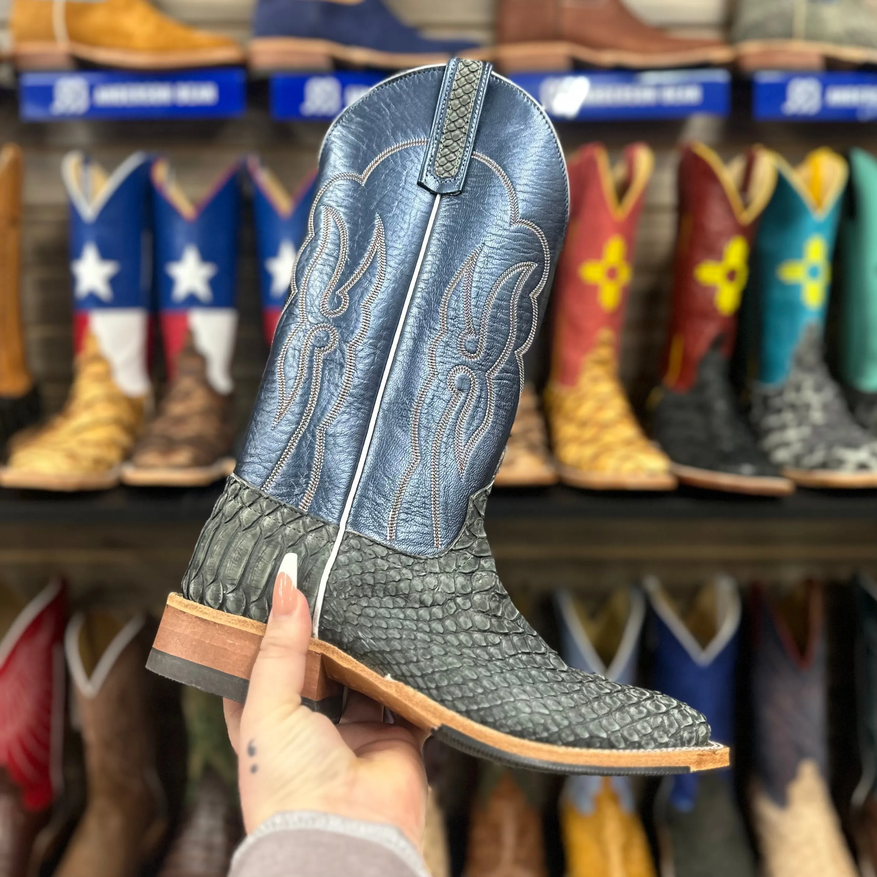 Anderson Bean Grey Rustic Python Boots