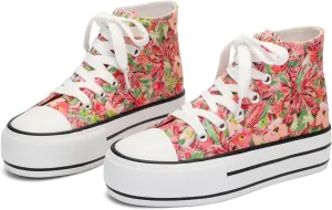 ANTLULU Girls??Platform Canvas Shoes Low Top and High Top Canvas Sneakers Lace-up Fashion Casual Shoes for Girls