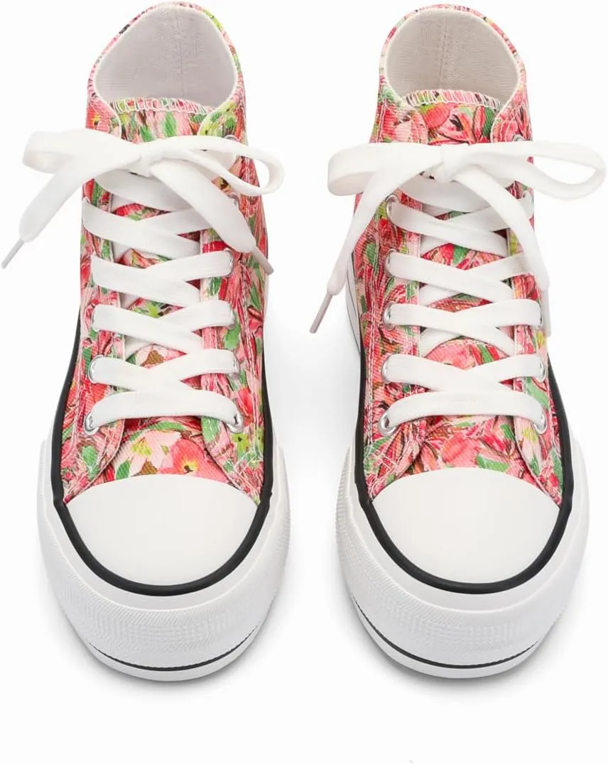 ANTLULU Girls??Platform Canvas Shoes Low Top and High Top Canvas Sneakers Lace-up Fashion Casual Shoes for Girls