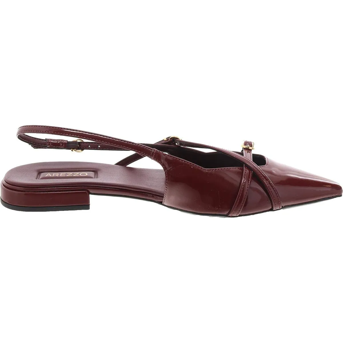 Arezzo Womens Tiffany Patent Strappy Ballet Flats