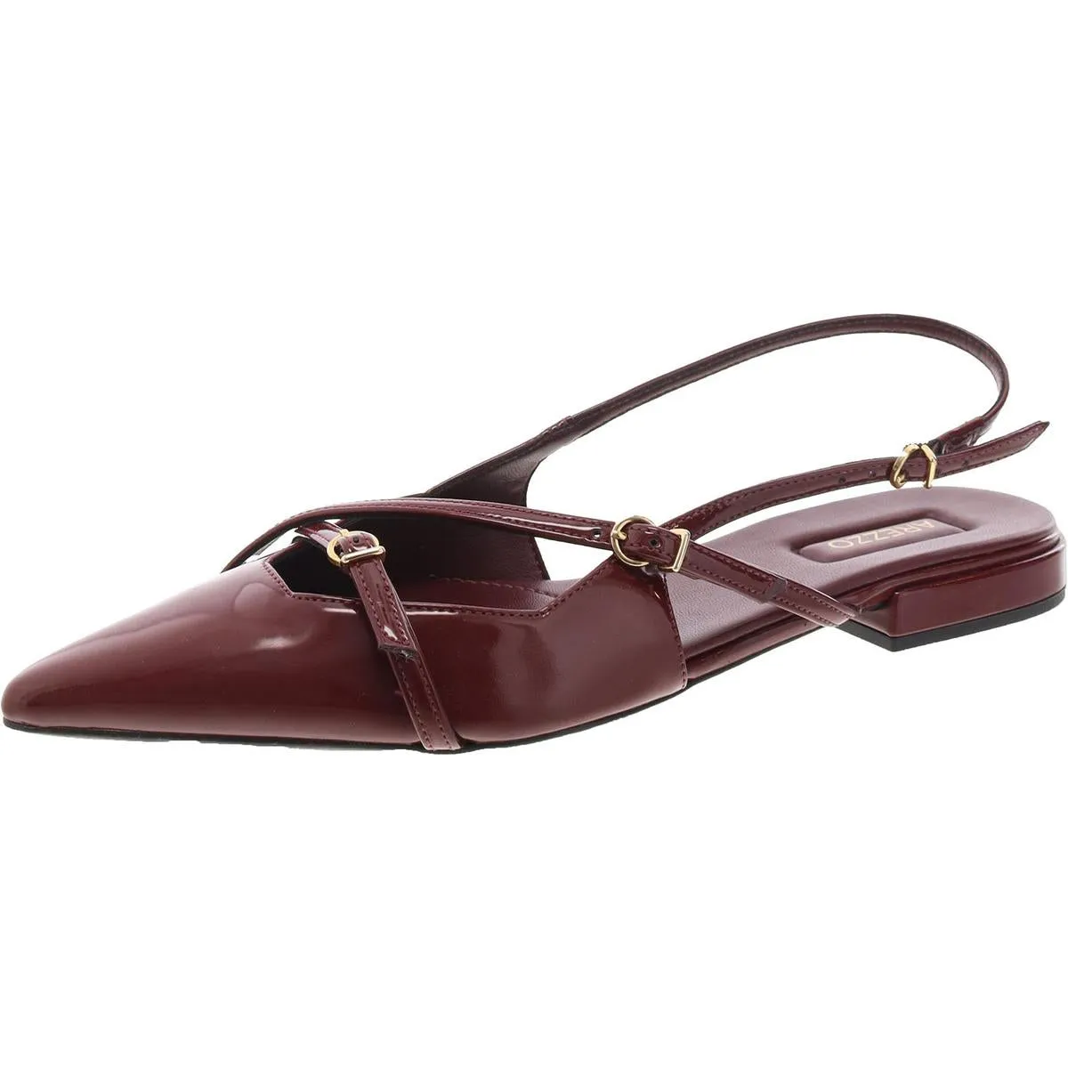 Arezzo Womens Tiffany Patent Strappy Ballet Flats