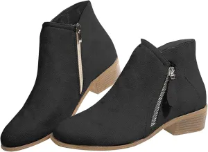 Black Cowboy Boots for Women Ankle Square Toe Booties for Women Ankle Wedge Boots for Women Flat Boot Laces Casual Round Head Low Heel Comfortable Pointed Toe