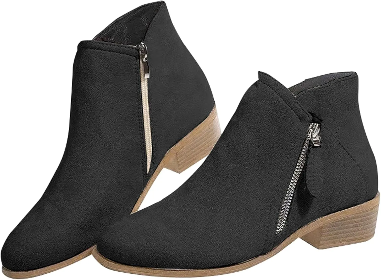 Black Cowboy Boots for Women Ankle Square Toe Booties for Women Ankle Wedge Boots for Women Flat Boot Laces Casual Round Head Low Heel Comfortable Pointed Toe