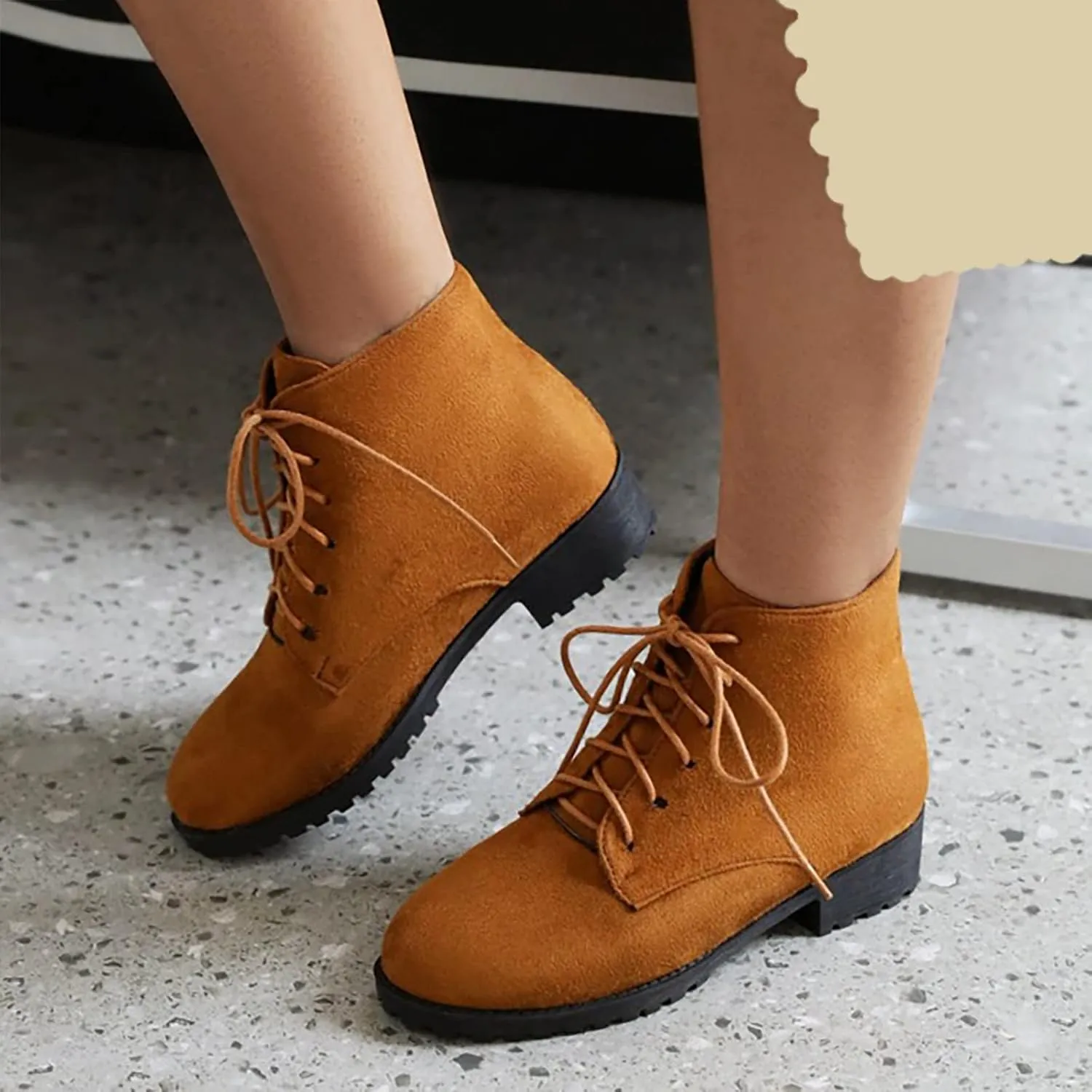 Booties for Women Ankle Women's Booties Low Heel Mens Low Cut Boots Hiking Boot Laces Men Comfy Soft Cover Heel Square Toe Slip On Side Zipper