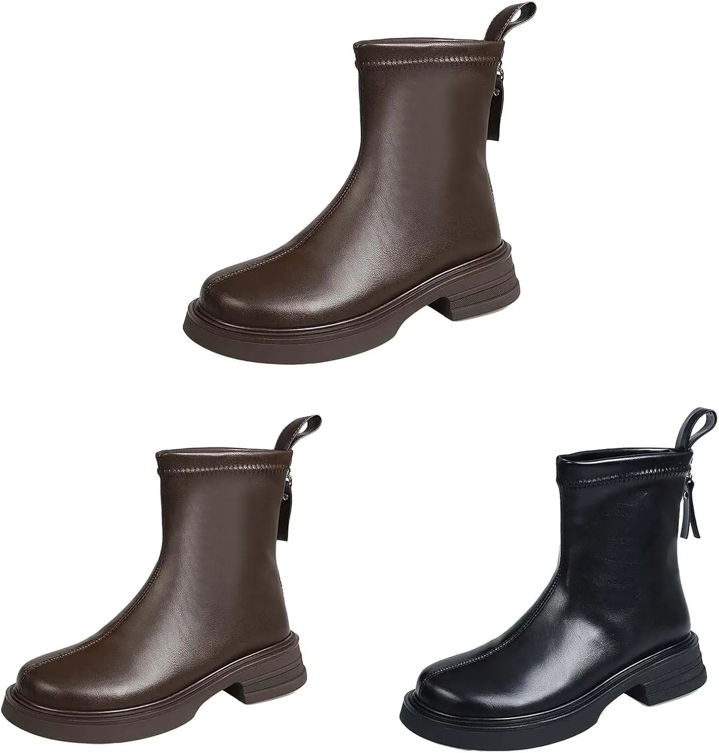 Brown Booties for Women Womens Fall Boots 2024 High Heeled Boots Wide Width Cowboy Boots for Women Black Square toe Ankle Boots for Women Low Heel Small Walking Boot for Sprained Ankle