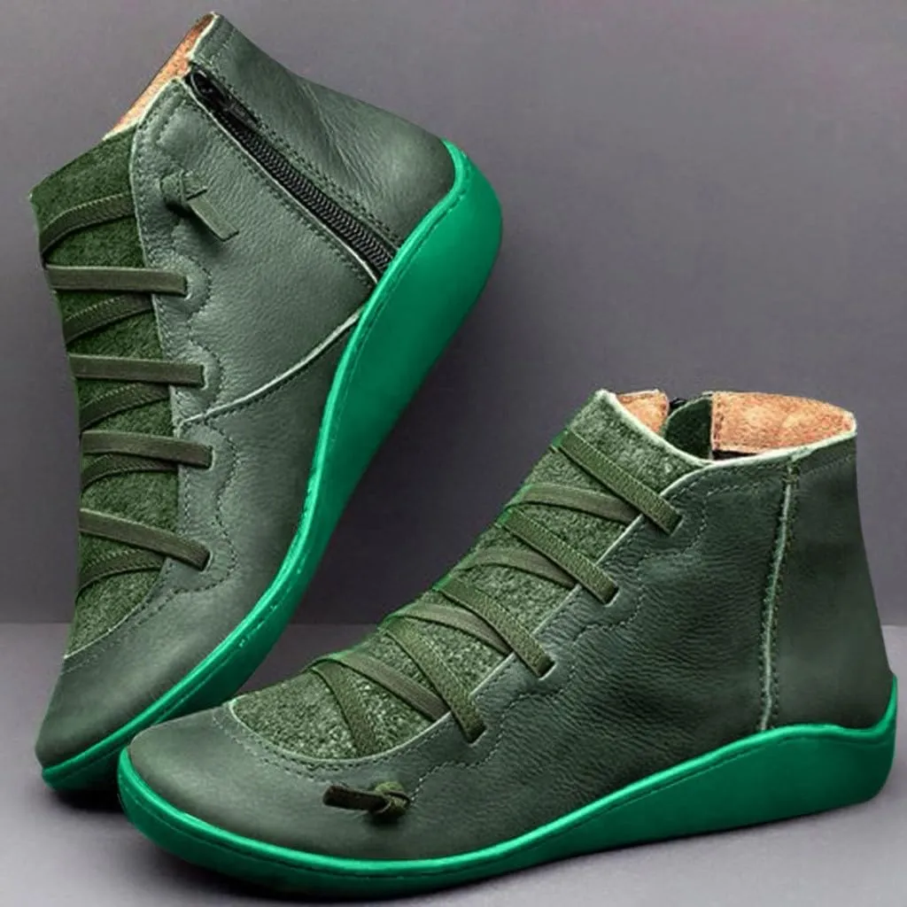 Cathalem Ankle Boots for Women Arch Support Womens Low Heel Fashion Lace Up Zipper Booties Cowboy Cowgirl Walking Bootie