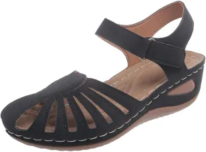 Closed Toe Sandals for Women 2025 Dressy Summer Comfortable Platform Wedges Slip On Ankle Strap Hiking Sandals Casual Hollow Out Sandal with Arch Support Wide Width Dress Shoes