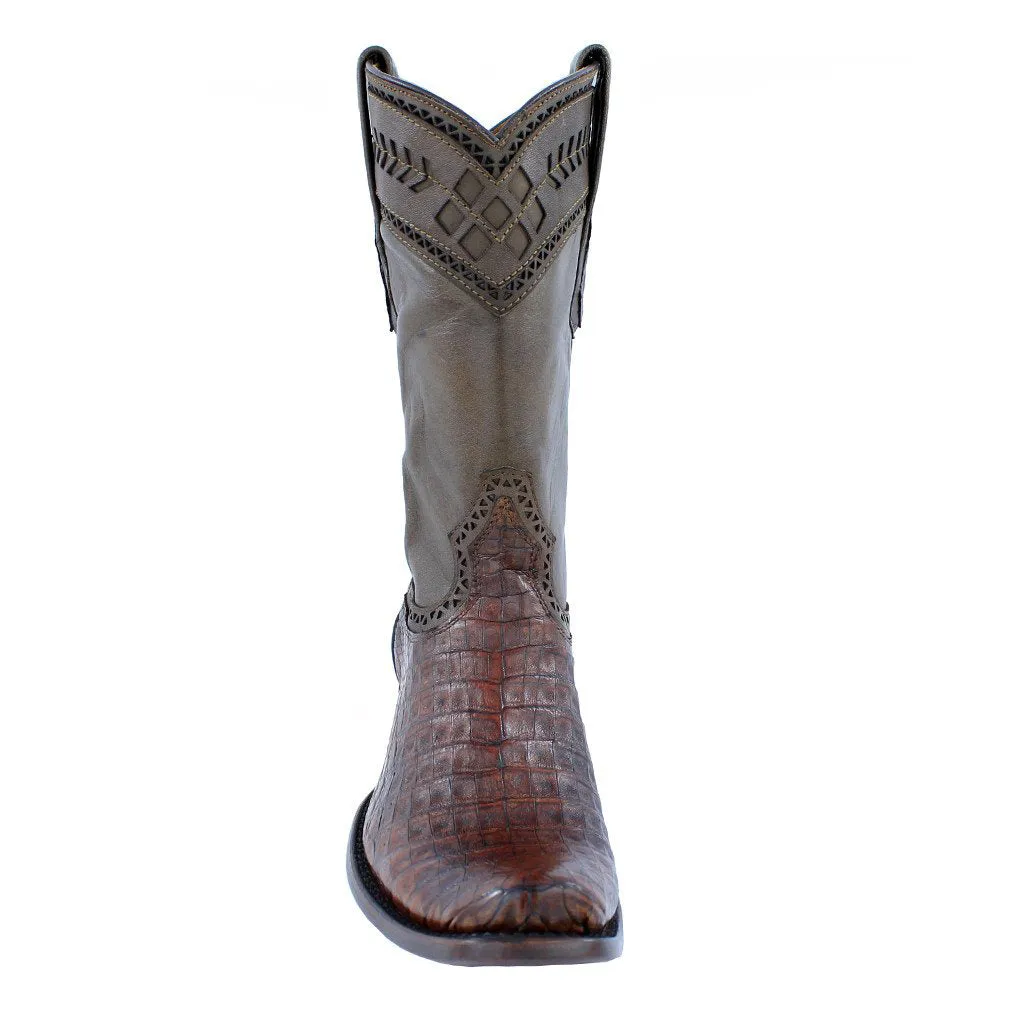 Cuadra Men's Lumber Bone Caiman Belly Boots - Semi Square Toe