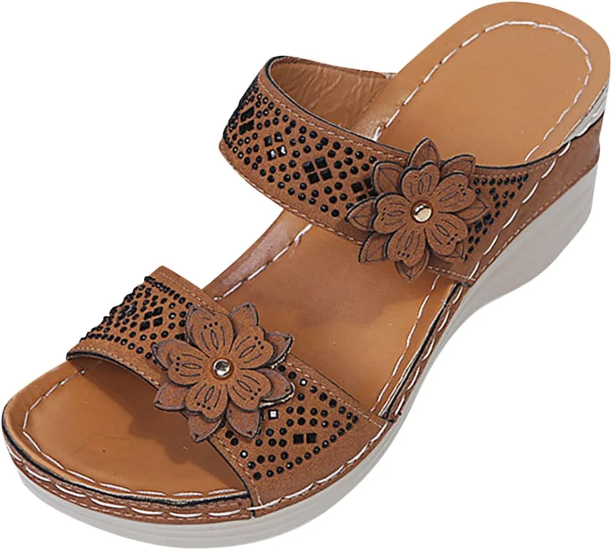 Eduavar Sandals for Women Dressy Summer, Sandals Women Dressy Comfortable Sandals Open Toe Slip On Walking Sandals Shoes