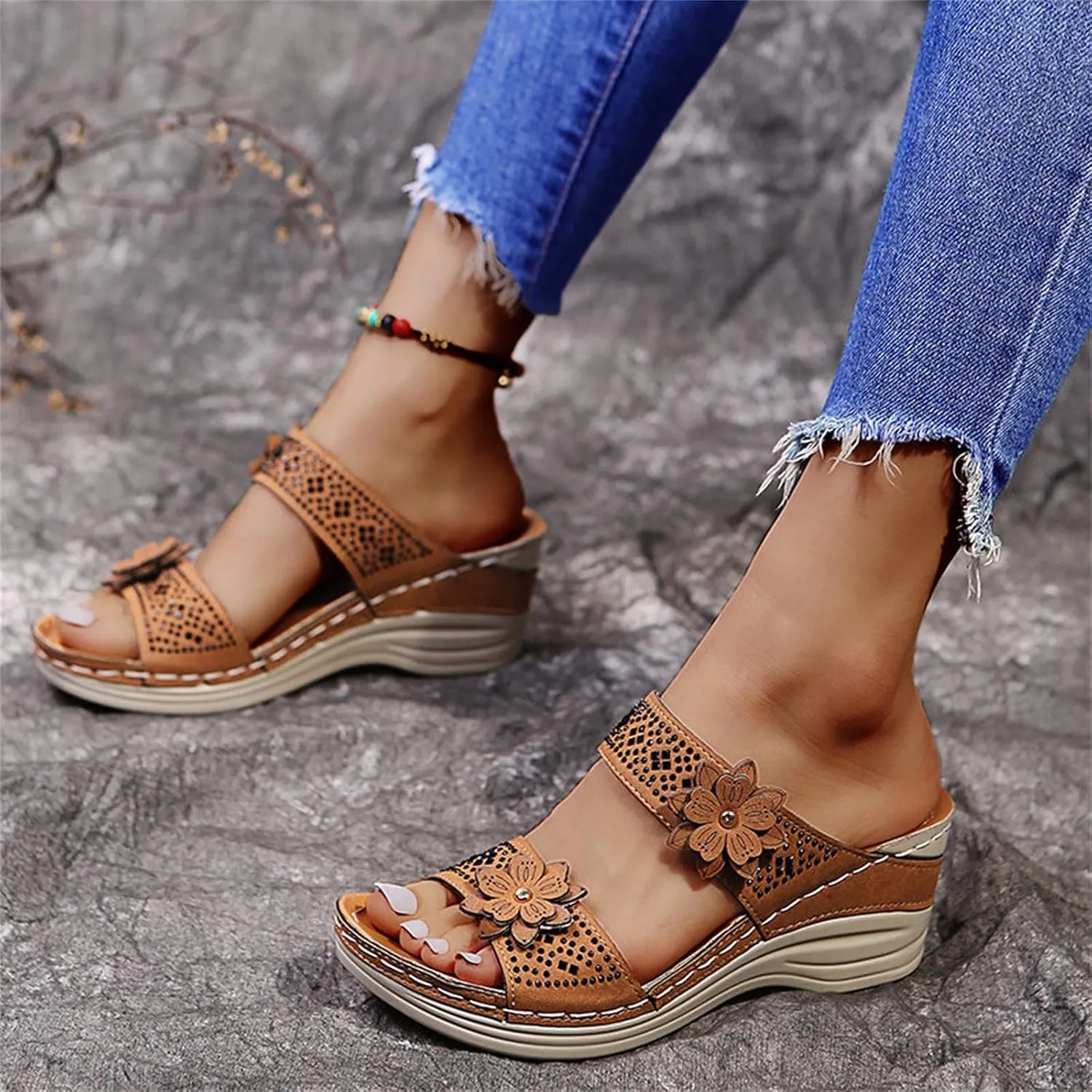 Eduavar Sandals for Women Dressy Summer, Sandals Women Dressy Comfortable Sandals Open Toe Slip On Walking Sandals Shoes