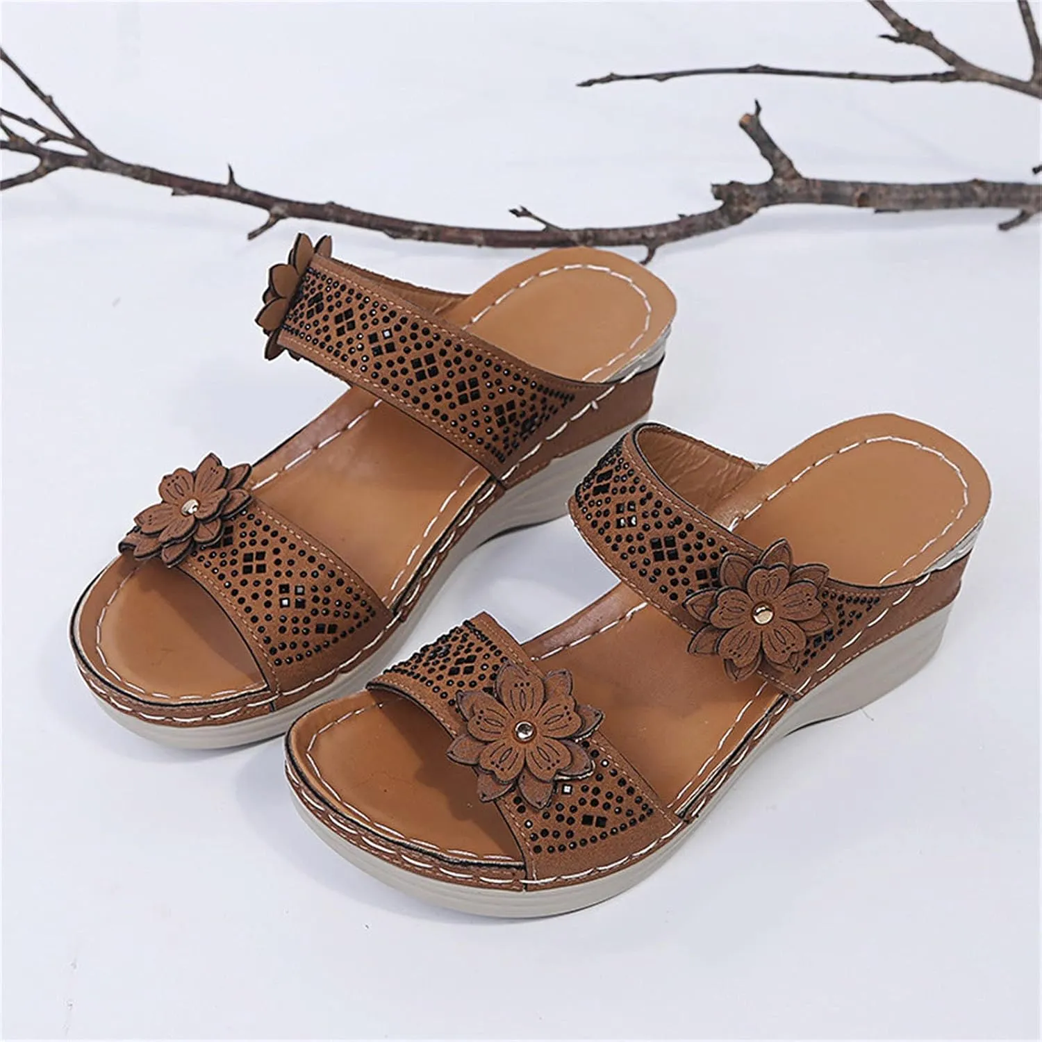 Eduavar Sandals for Women Dressy Summer, Sandals Women Dressy Comfortable Sandals Open Toe Slip On Walking Sandals Shoes
