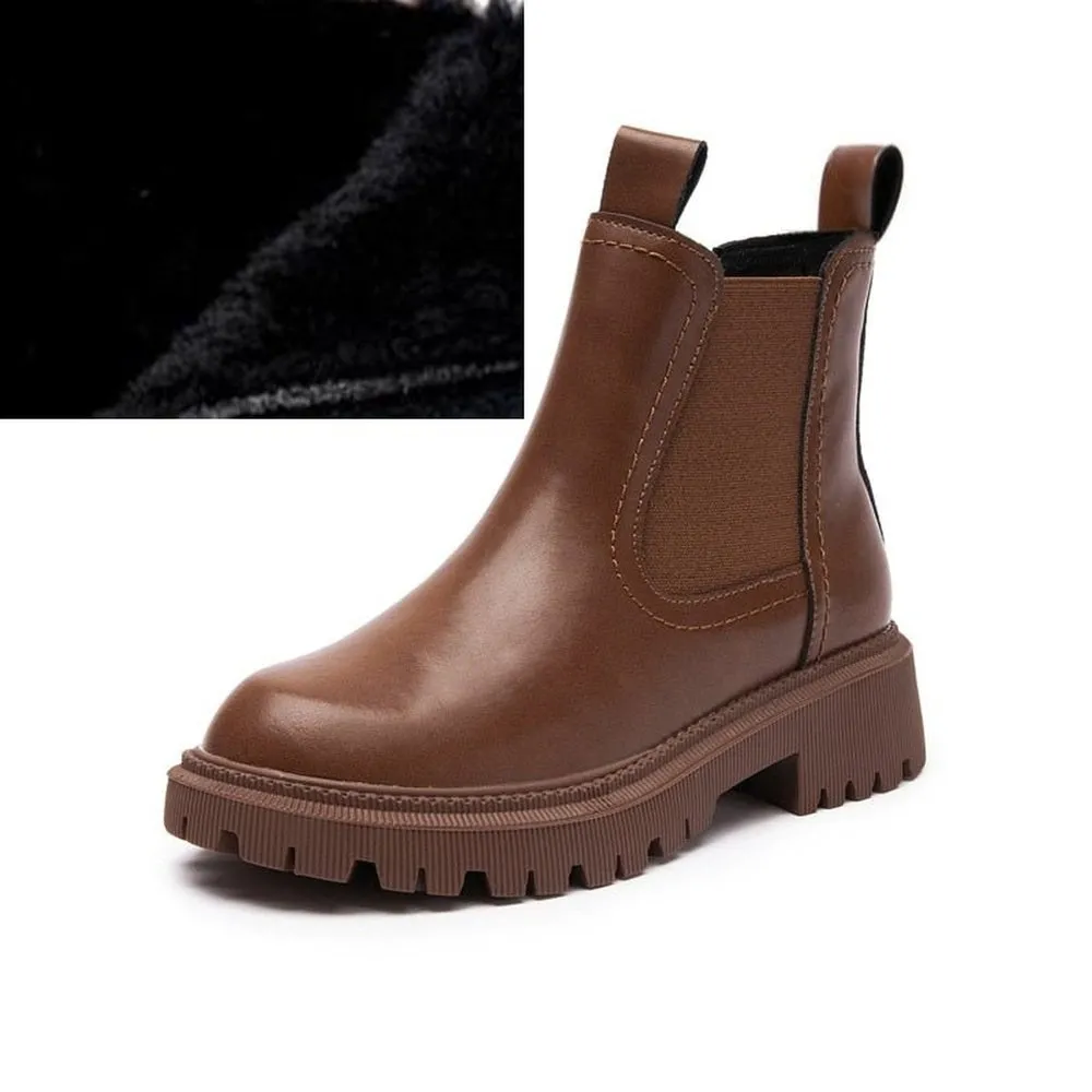 Elegant Leather Winter Boots For Women