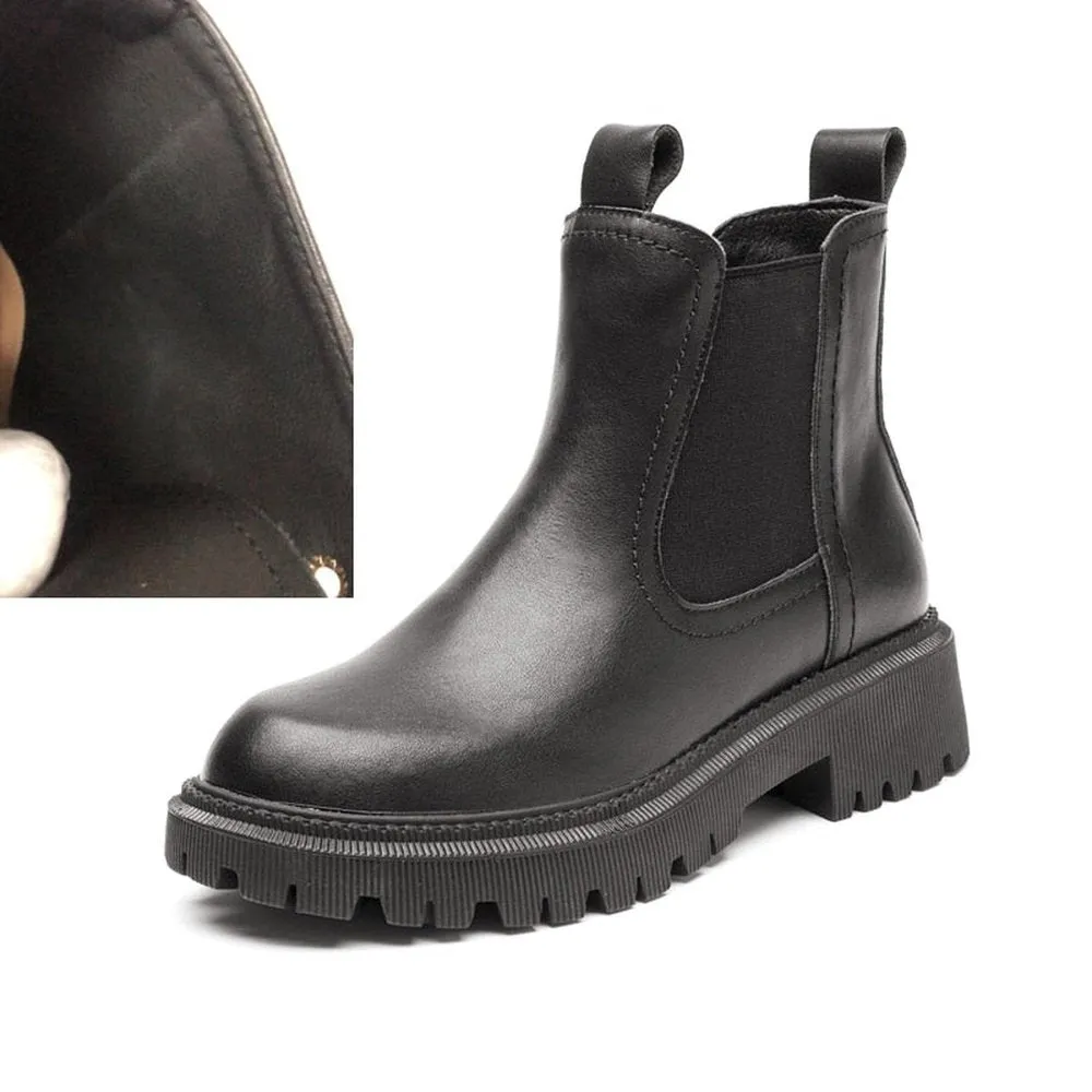 Elegant Leather Winter Boots For Women