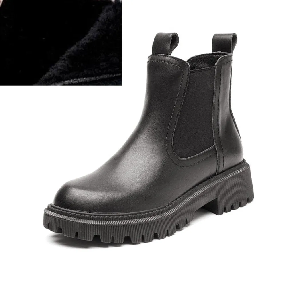 Elegant Leather Winter Boots For Women