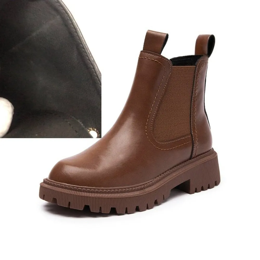 Elegant Leather Winter Boots For Women