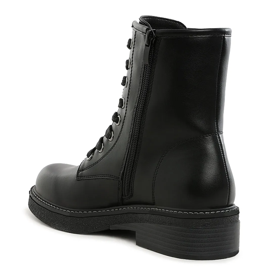 Faux Leather Lace Up Boots
