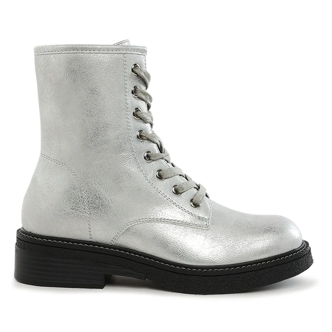 Faux Leather Lace Up Boots