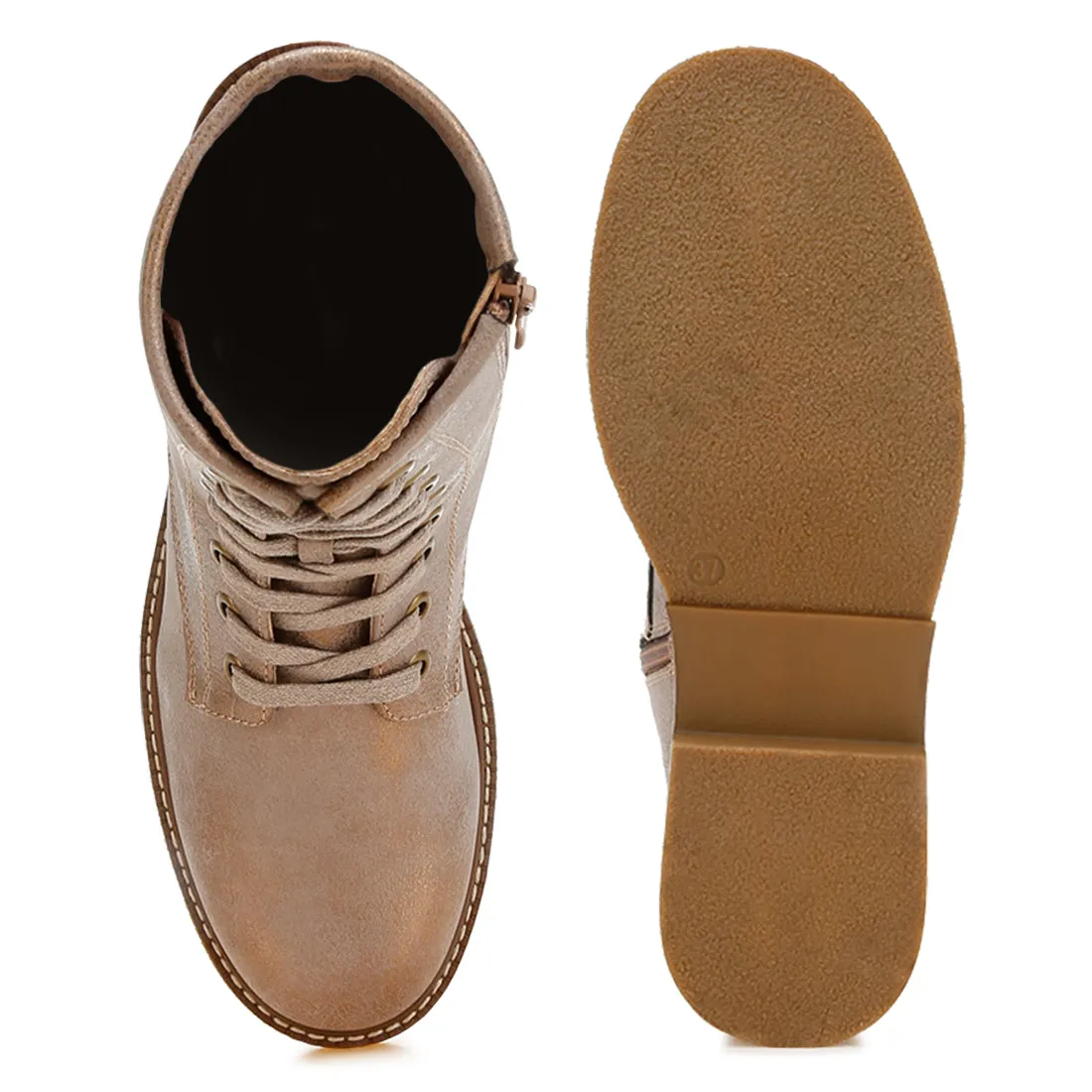 Faux Leather Lace Up Boots