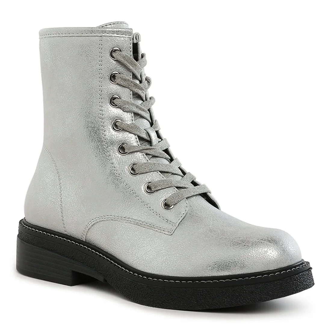 Faux Leather Lace Up Boots