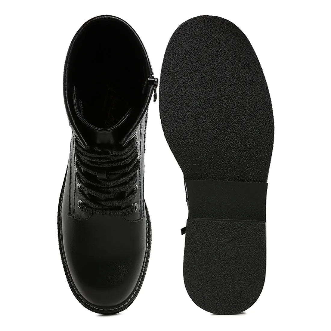 Faux Leather Lace Up Boots