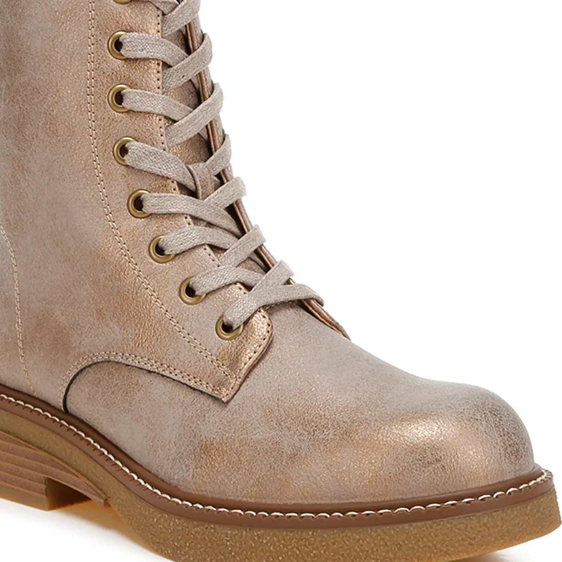 Faux Leather Lace Up Boots