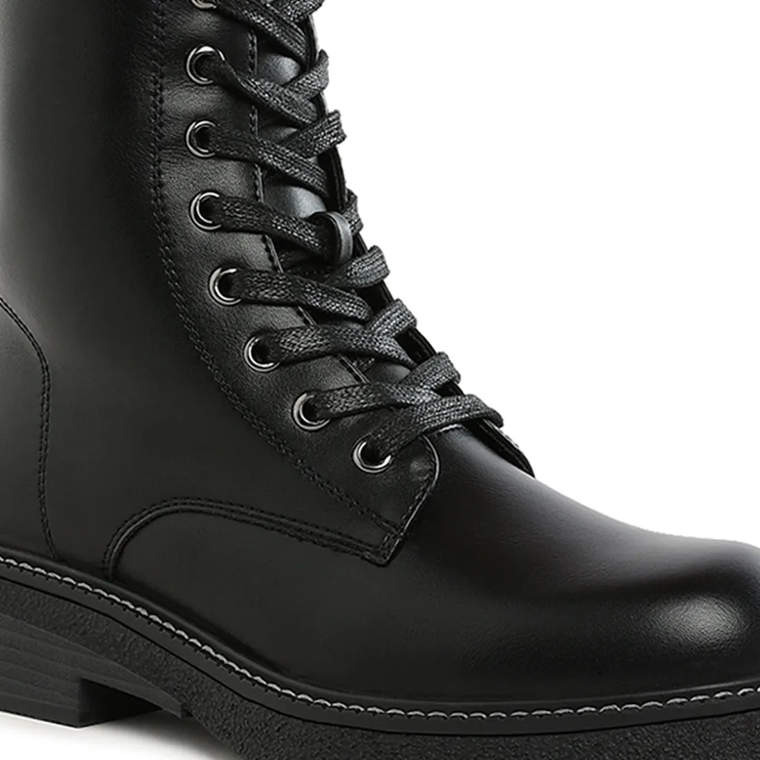 Faux Leather Lace Up Boots