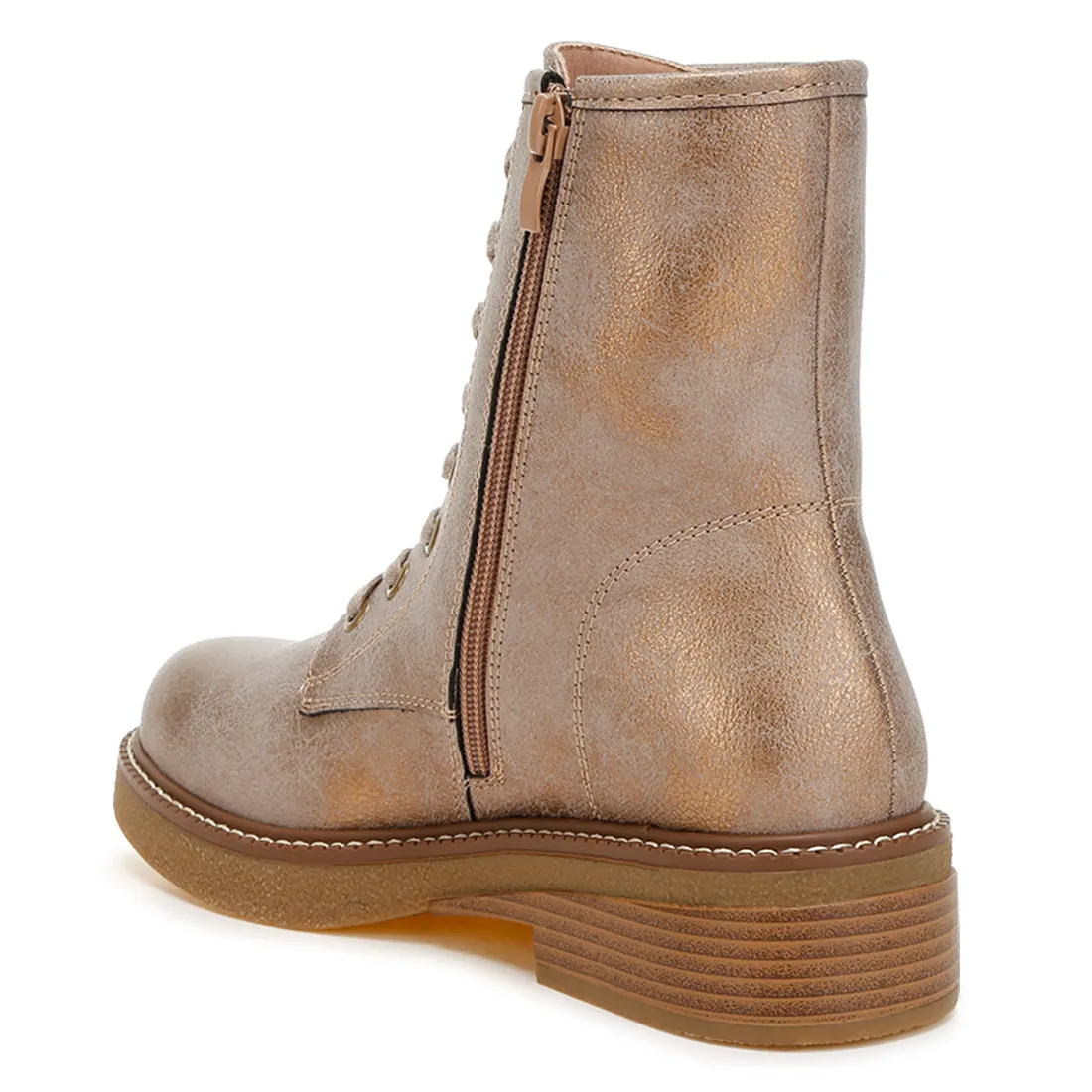 Faux Leather Lace Up Boots