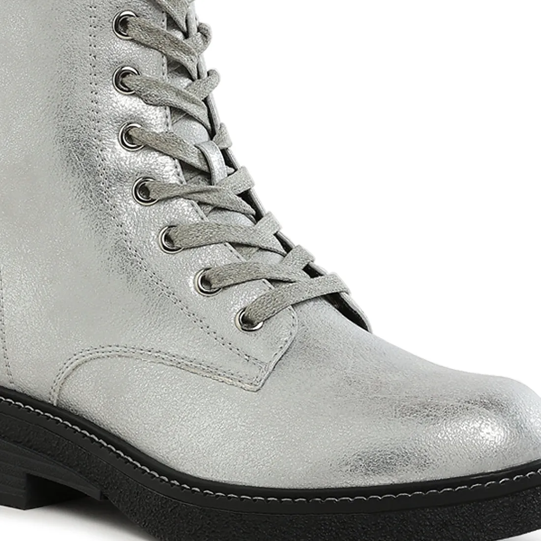 Faux Leather Lace Up Boots