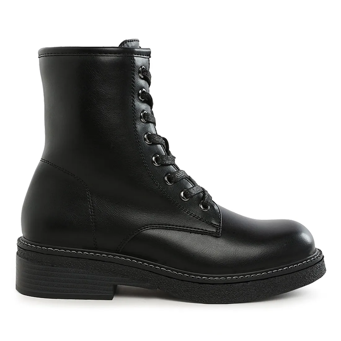 Faux Leather Lace Up Boots