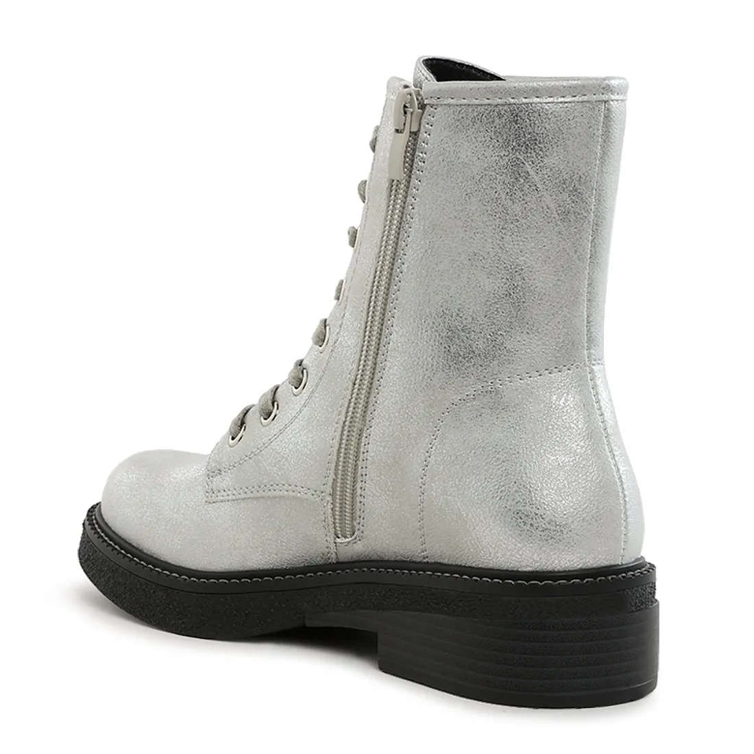 Faux Leather Lace Up Boots