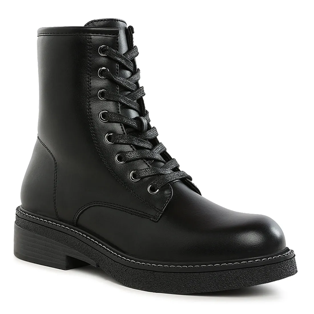 Faux Leather Lace Up Boots