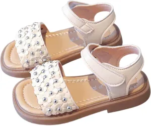 Girls Sandals, Open Toe Cute Flowers Princess Girls Flats Summer Dress Shoes Sandals for Toddler/Little Kid/Big Kid
