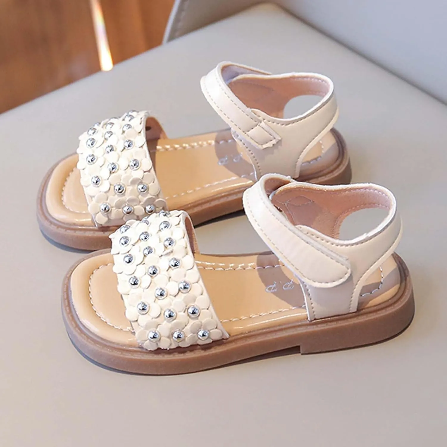Girls Sandals, Open Toe Cute Flowers Princess Girls Flats Summer Dress Shoes Sandals for Toddler/Little Kid/Big Kid