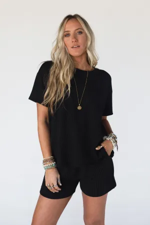 Kick Back Top And Shorts Set - Black