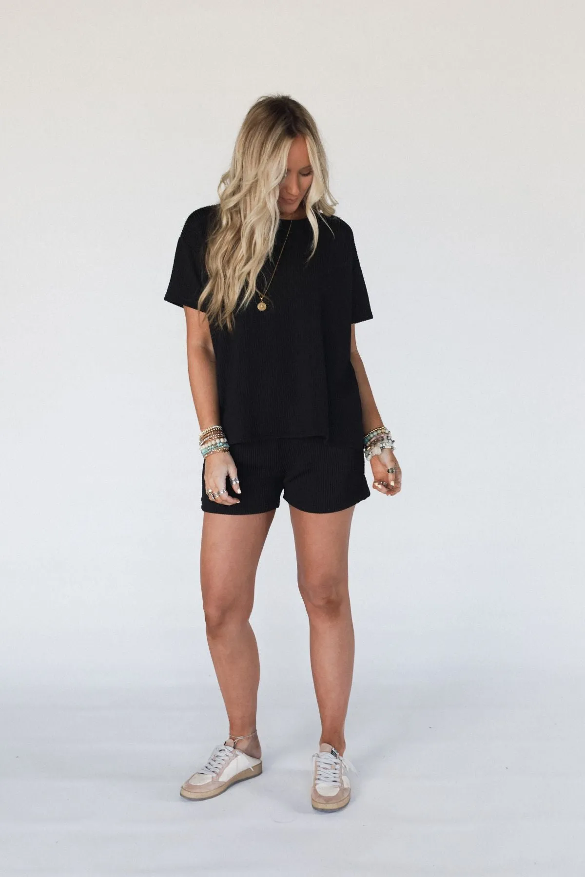 Kick Back Top And Shorts Set - Black