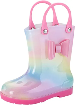 Kids Rain Boots Cartoon Bow Rainbow Rain Boots Girls Infant Rain Water Fashion Casual Boots Girl Ankle Boots