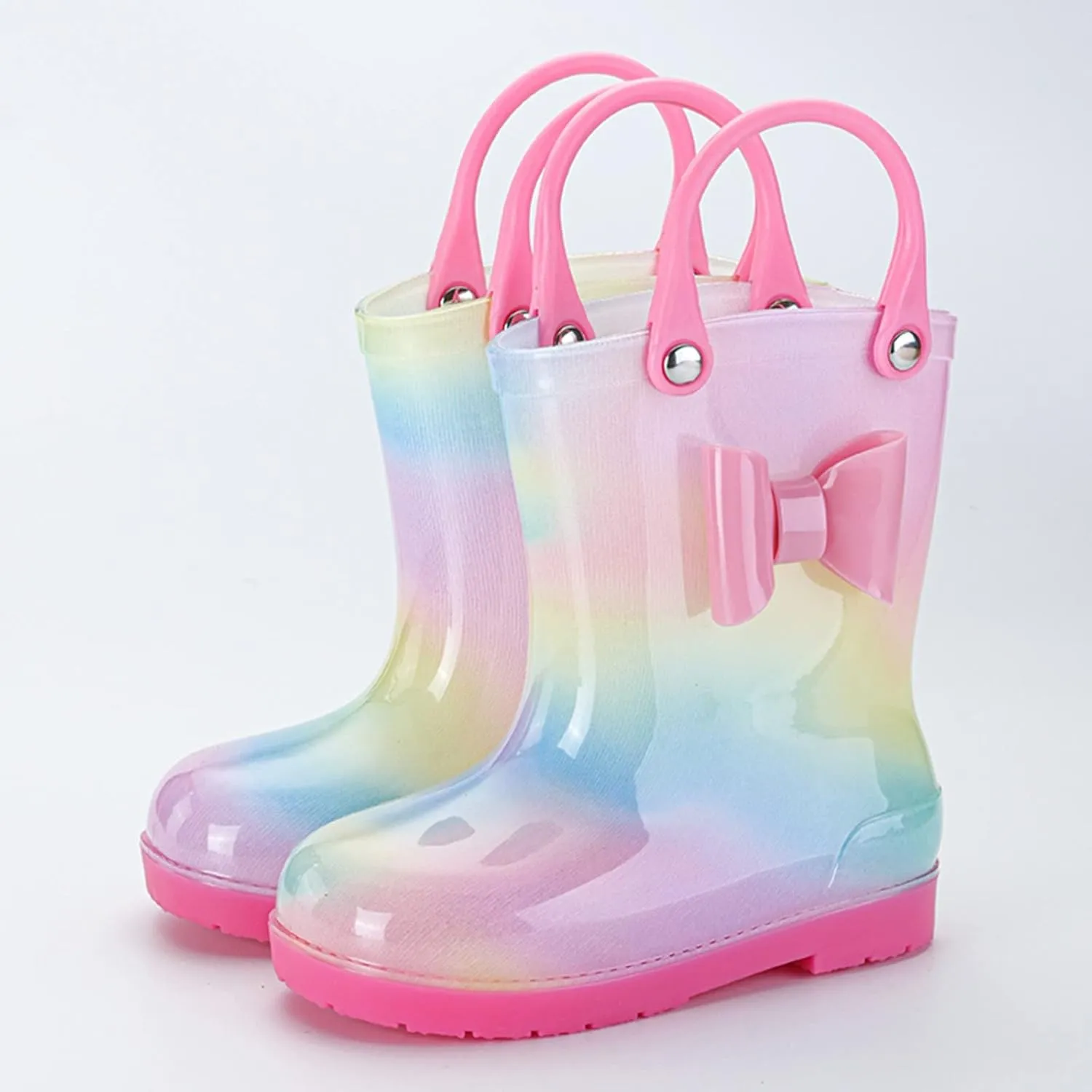 Kids Rain Boots Cartoon Bow Rainbow Rain Boots Girls Infant Rain Water Fashion Casual Boots Girl Ankle Boots