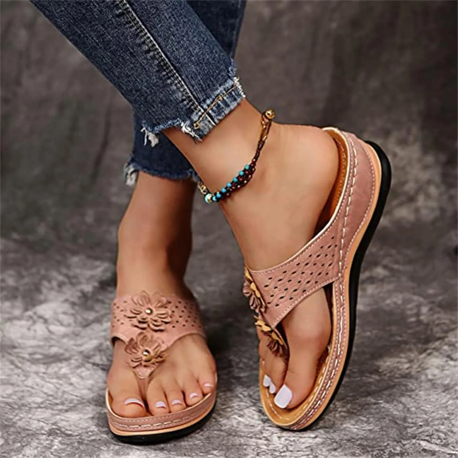 Ladmiple Sandals Women Comfortable Walking Arch Support Orthopedic Flip Flops Soft Dressy Summer Orthotic Slides 2024