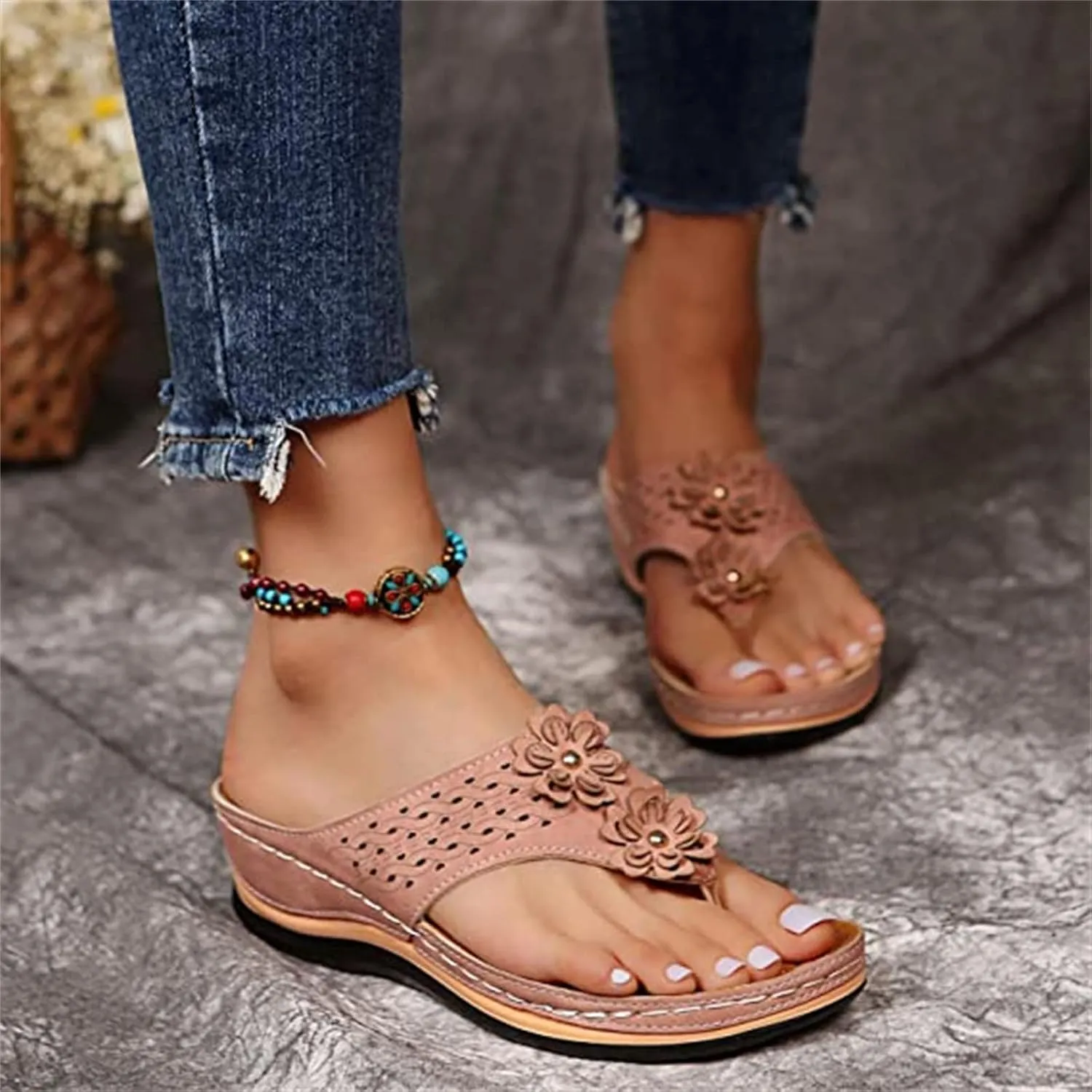 Ladmiple Sandals Women Comfortable Walking Arch Support Orthopedic Flip Flops Soft Dressy Summer Orthotic Slides 2024