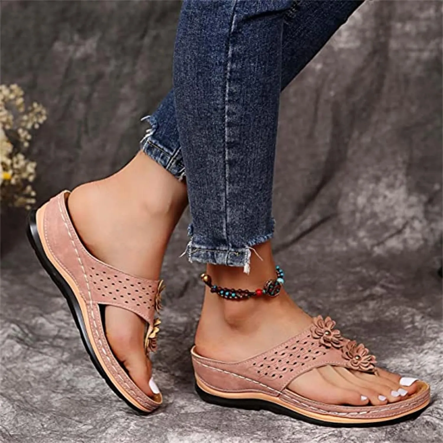 Ladmiple Sandals Women Comfortable Walking Arch Support Orthopedic Flip Flops Soft Dressy Summer Orthotic Slides 2024