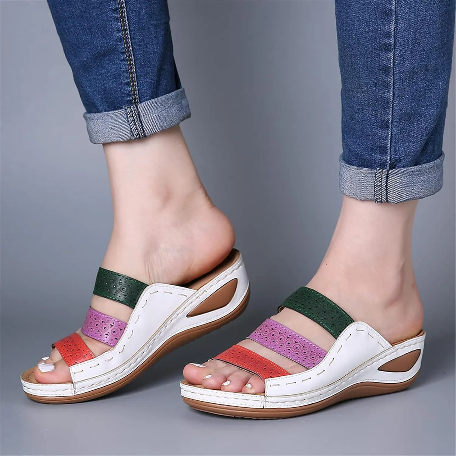Ladmiple Womens Sandals Comfortable Dressy Wedge Heel Orthopedic Slippers Casual Summer Walking Slip On Orthotic Flip Flops