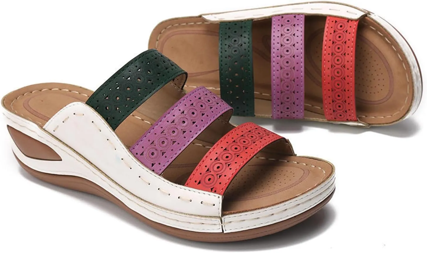 Ladmiple Womens Sandals Comfortable Dressy Wedge Heel Orthopedic Slippers Casual Summer Walking Slip On Orthotic Flip Flops