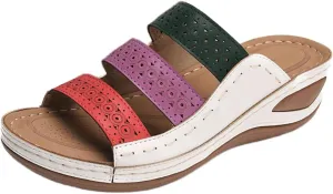 Ladmiple Womens Sandals Comfortable Dressy Wedge Heel Orthopedic Slippers Casual Summer Walking Slip On Orthotic Flip Flops