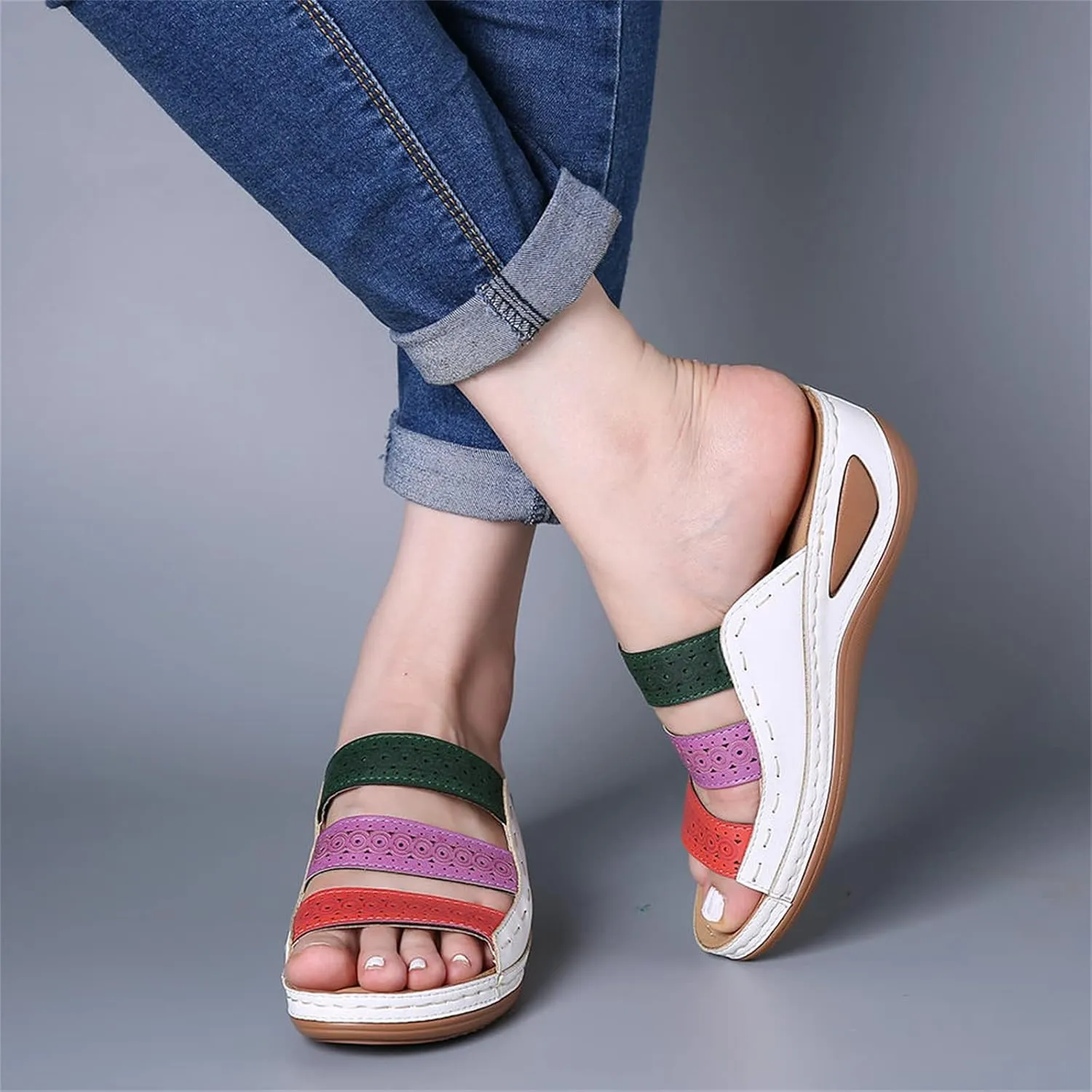 Ladmiple Womens Sandals Comfortable Dressy Wedge Heel Orthopedic Slippers Casual Summer Walking Slip On Orthotic Flip Flops