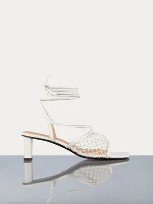 Le Adelaide Crochet Lace Up Heel -- Off White